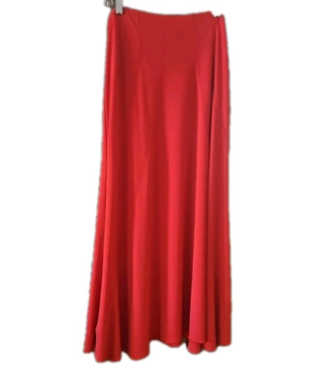 Sympli Skirt Womens Size 12 Long Orange Maxi Stretch Knit Flare Elastic Waist